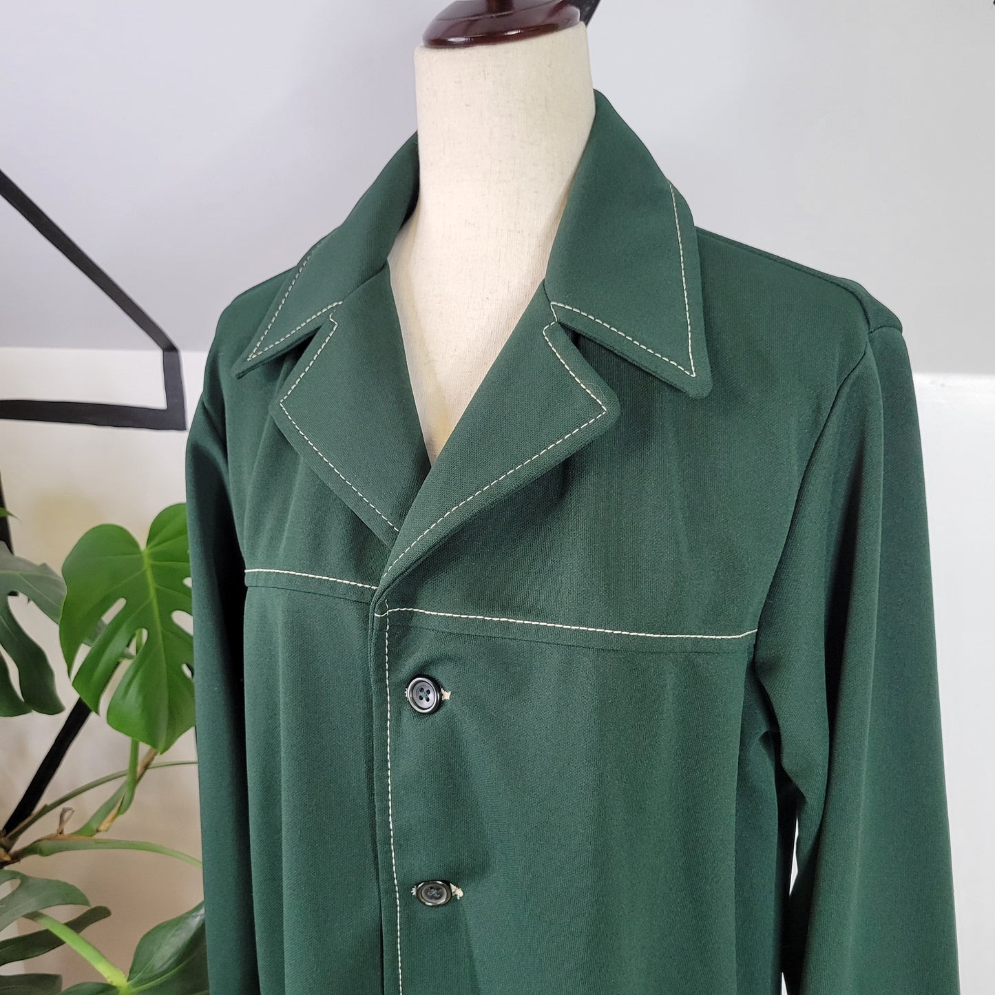 Vintage 60s Farah Forest Green Western Shirt Jacket - Large