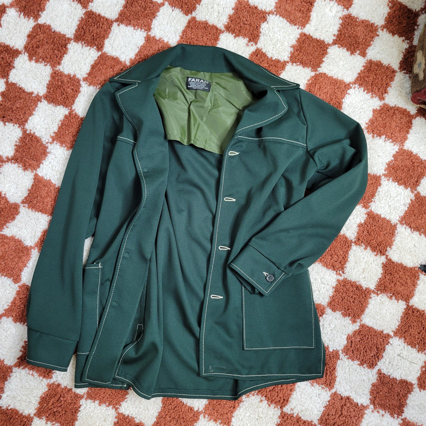 Vintage 60s Farah Forest Green Western Shirt Jacket - Large