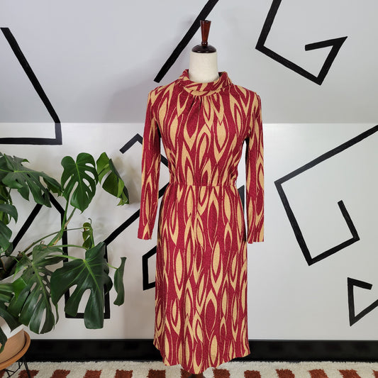 Redleaf Vintage Groovy Terry Cloth Midi Dress - small