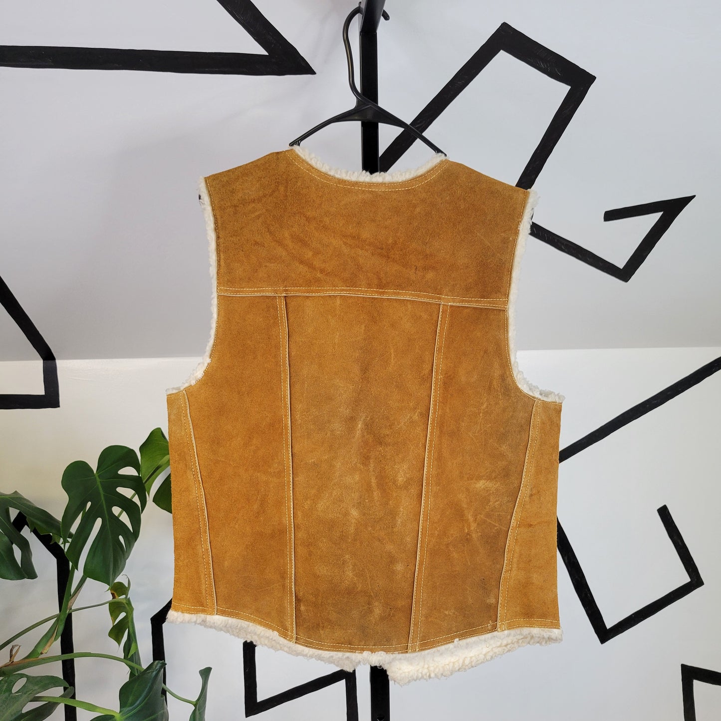 Vintage Genuine Suede Leather Sherling Western Vest - Size 42