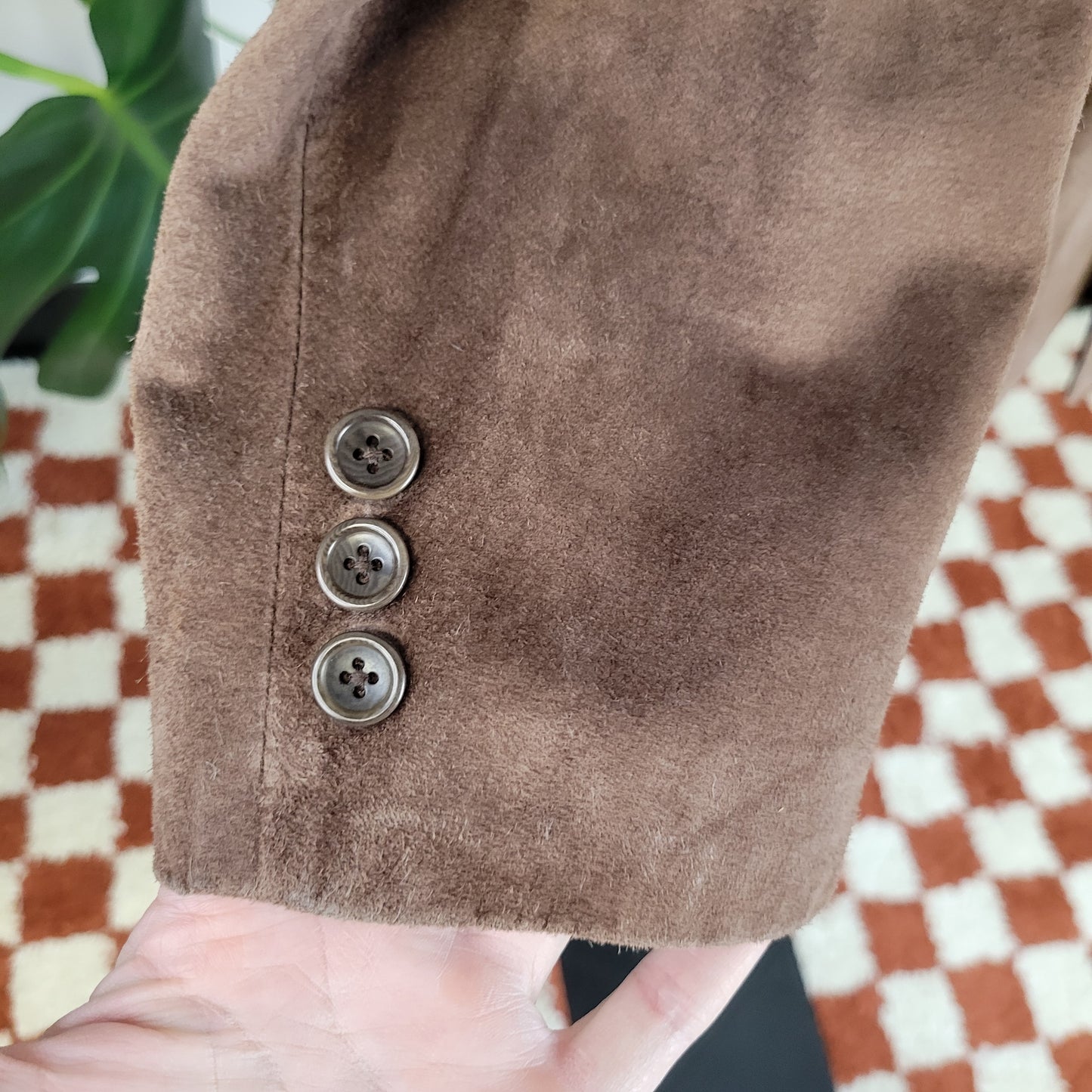 Scully Vintage Suede Leather Blazer with Stud Details - Size 42
