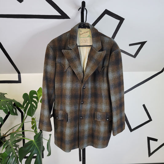 Land N Lakes Outfitters 1950s Vintage Shadow Plaid Wool and Cashmere Blazer -