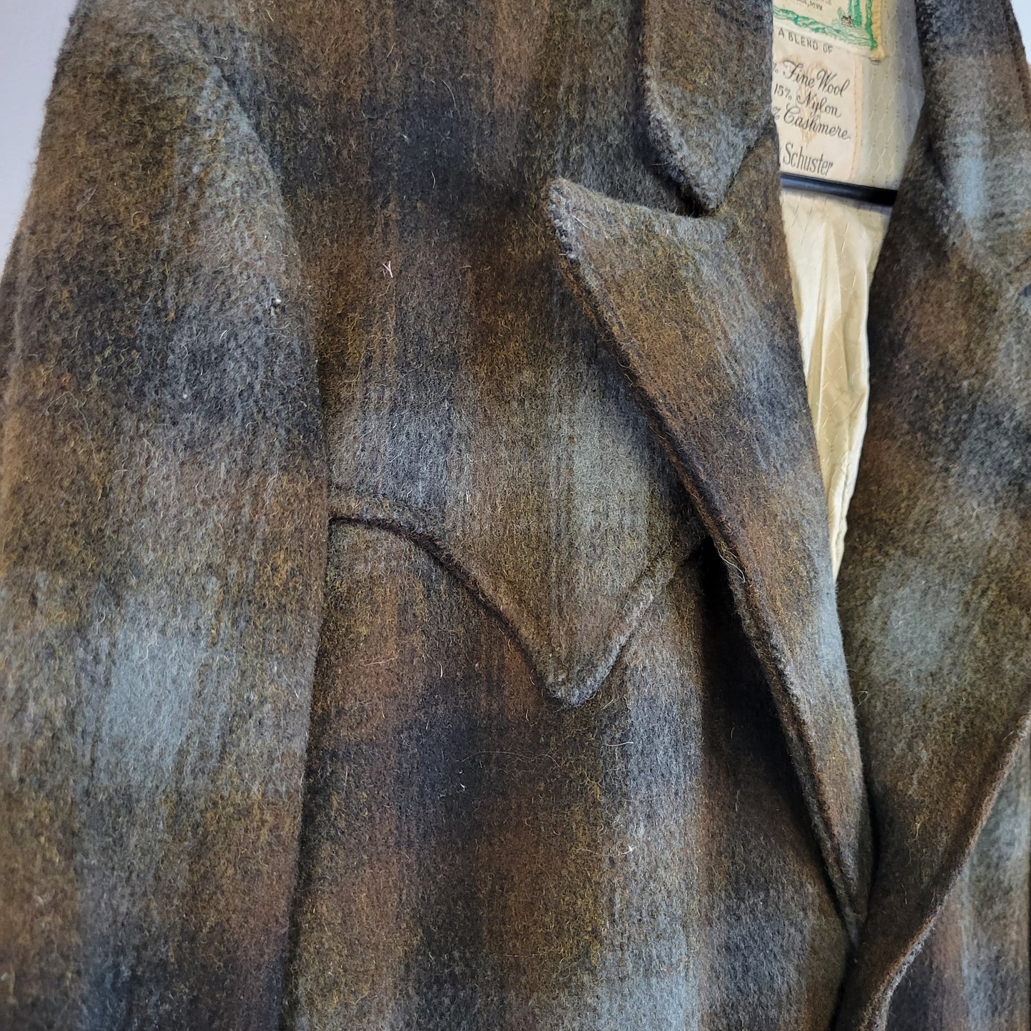Land N Lakes Outfitters 1950s Vintage Shadow Plaid Wool and Cashmere Blazer -