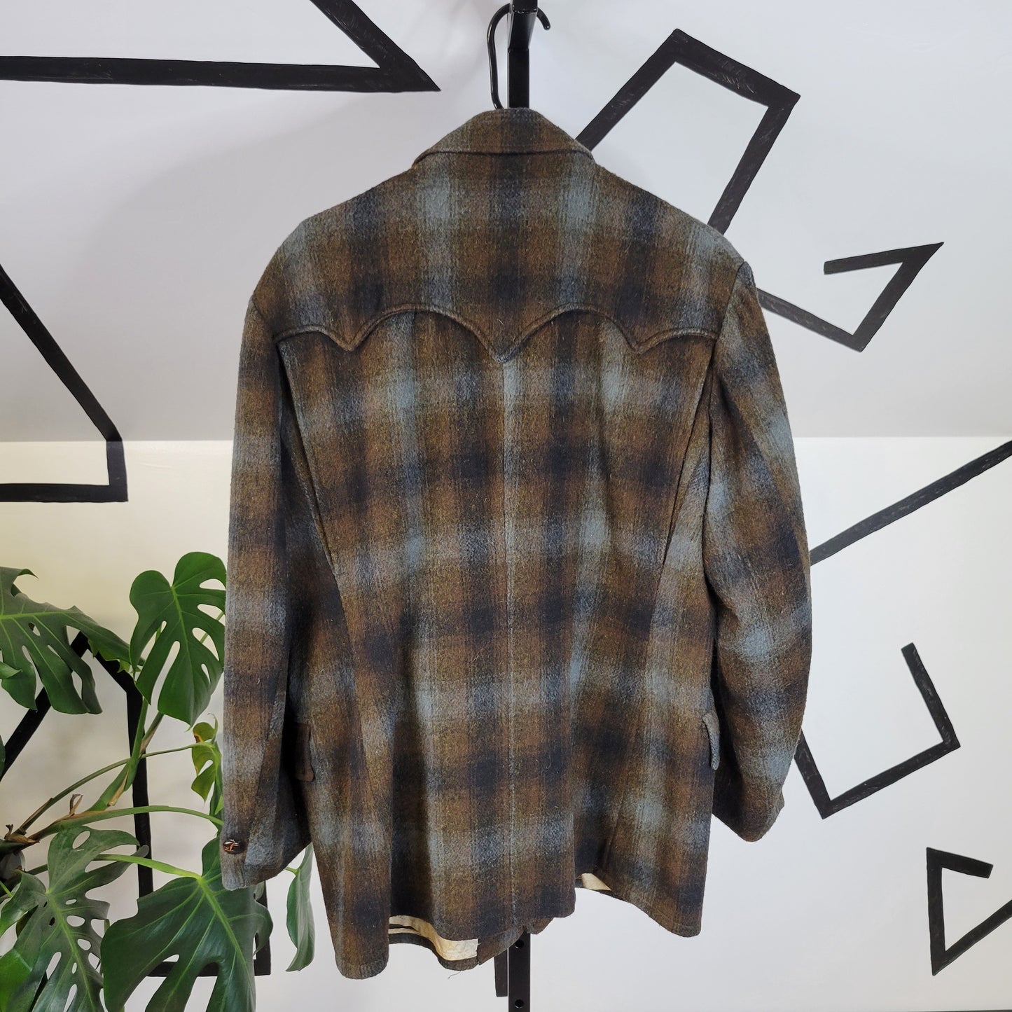 Land N Lakes Outfitters 1950s Vintage Shadow Plaid Wool and Cashmere Blazer -