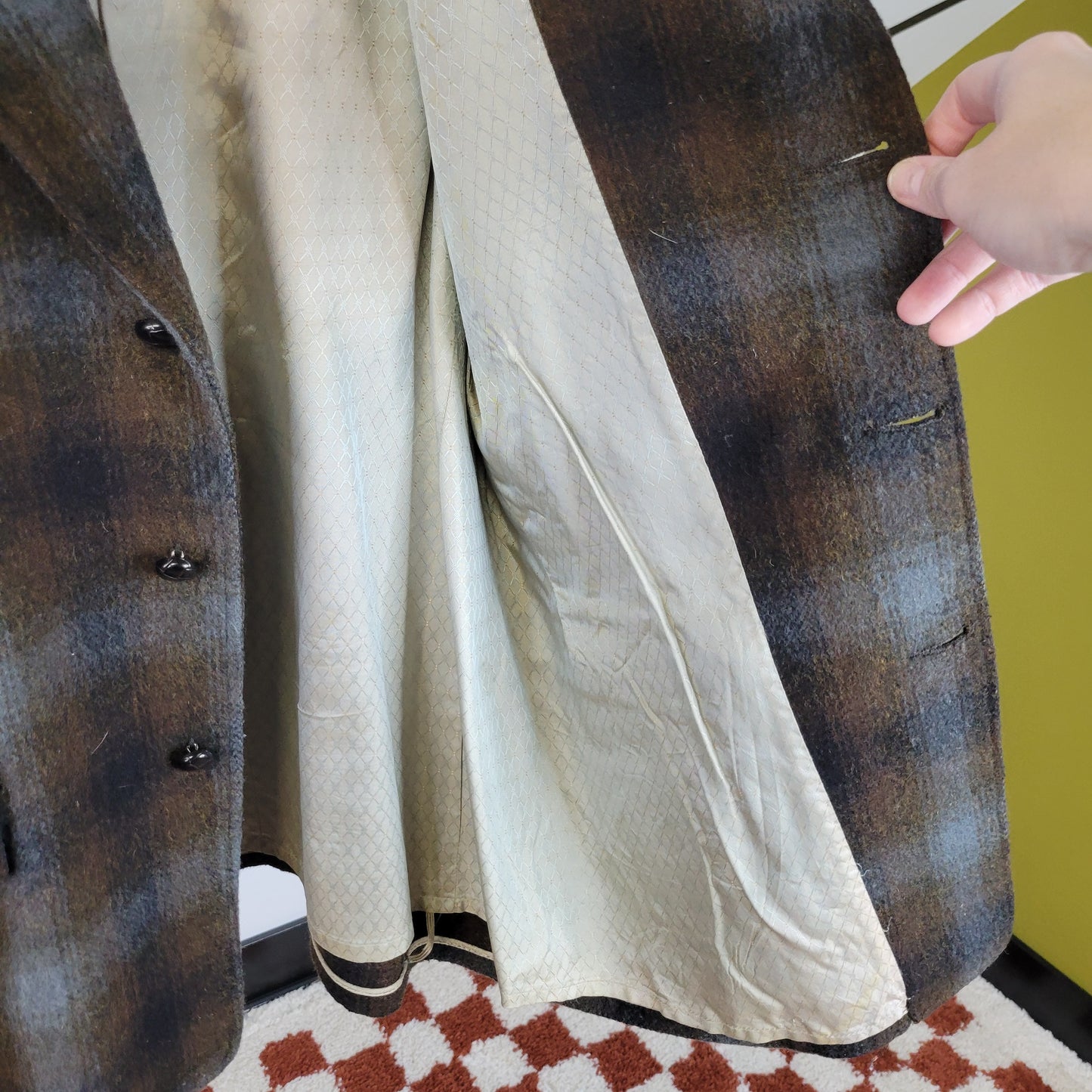 Land N Lakes Outfitters 1950s Vintage Shadow Plaid Wool and Cashmere Blazer -