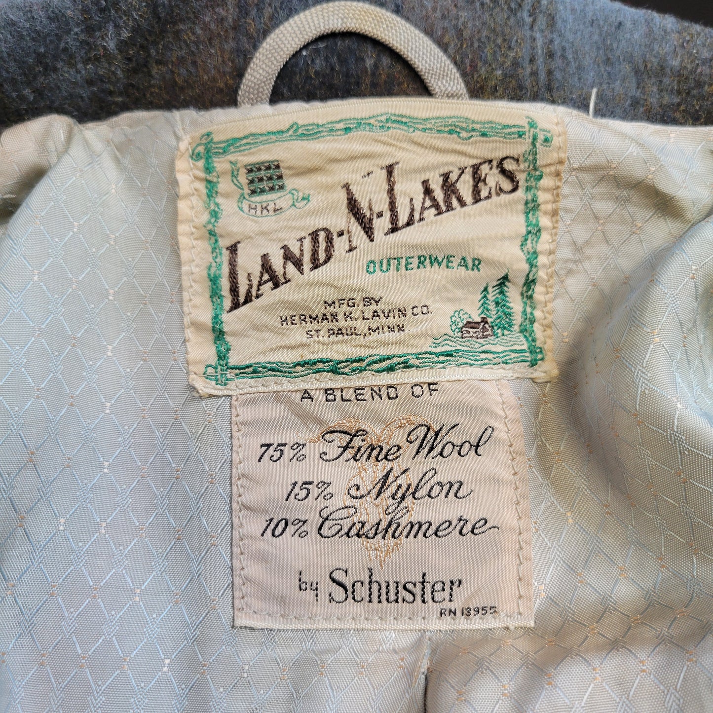 Land N Lakes Outfitters 1950s Vintage Shadow Plaid Wool and Cashmere Blazer -