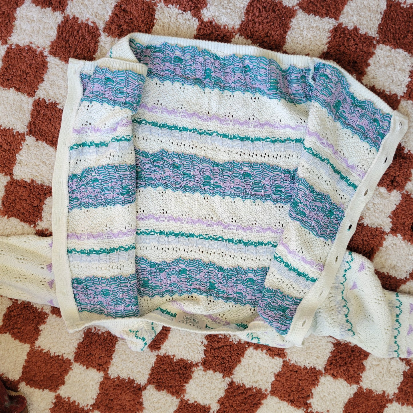 Vintage Authentic Blarney Wollen Mills of Ireland Hand Knit Cardigan - medium