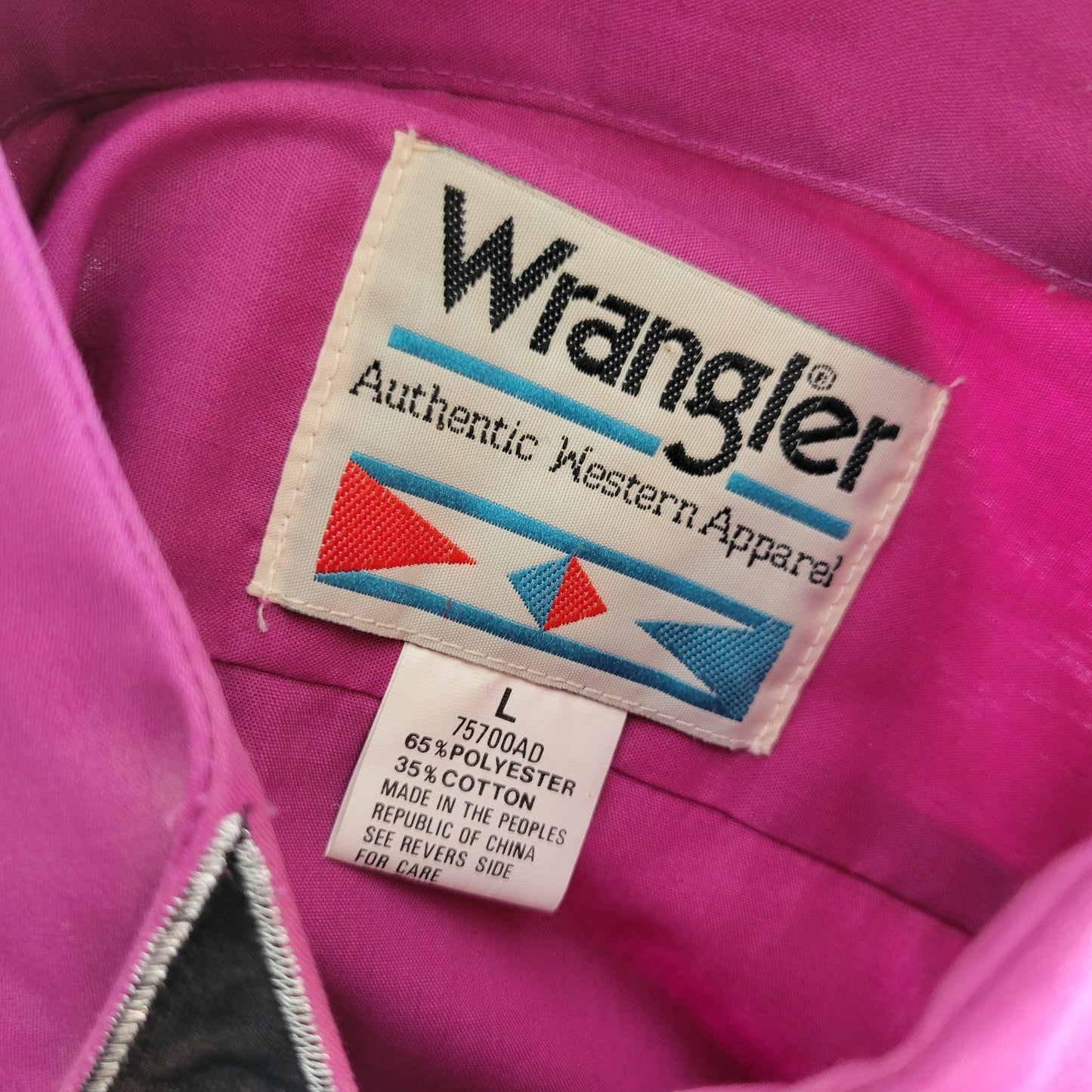 Vintage Authentic Wrangler Pink Top with Beading and Appliques - large