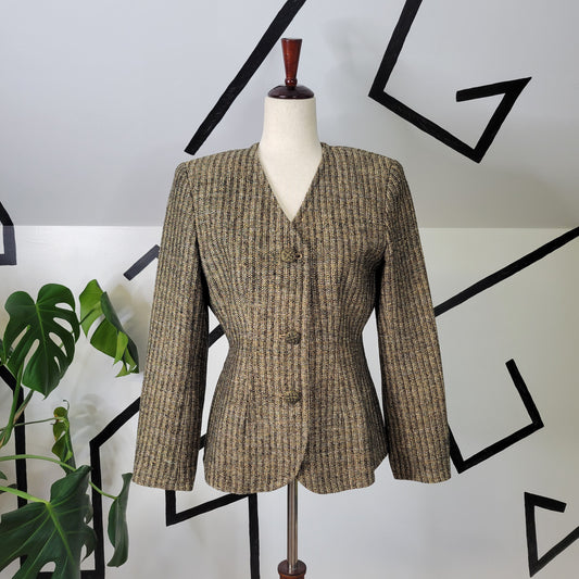 Vintage Doncaster Woven Silk Tweed Blazer - size 6