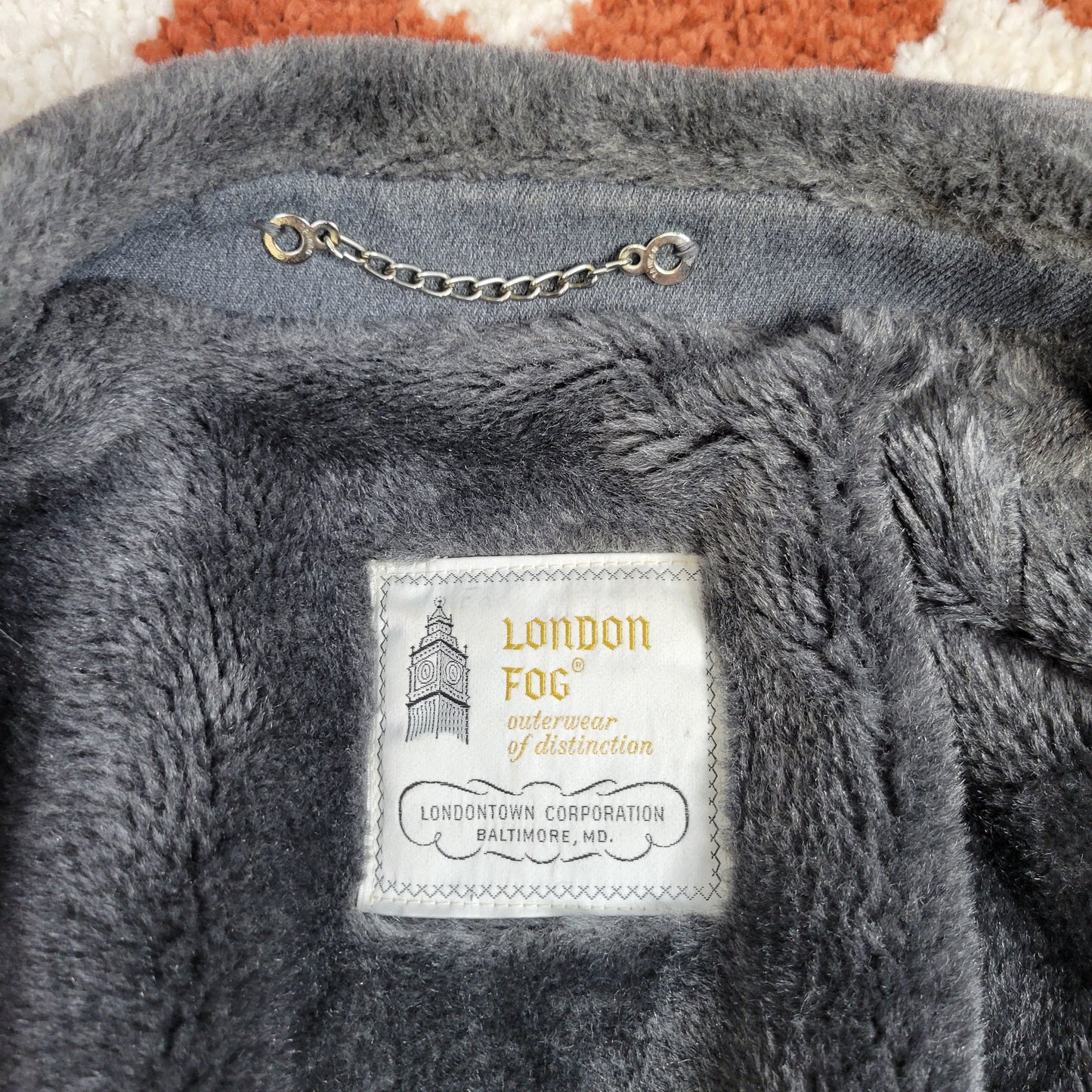 London Fog Gray Vintage Overcoat with Faux Fur Collar - 40R