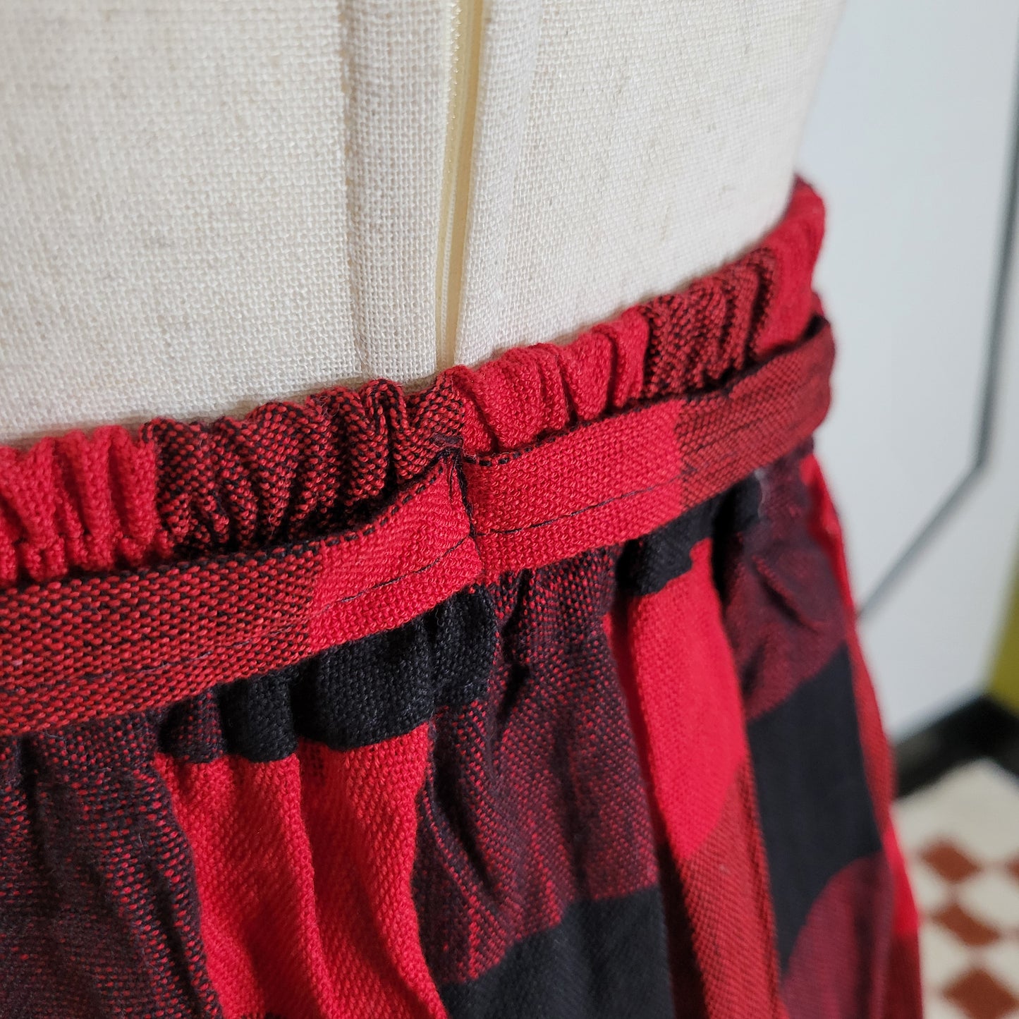 Vintage Plaid Hand Embroidered Southwest Design Skirt - small/medium