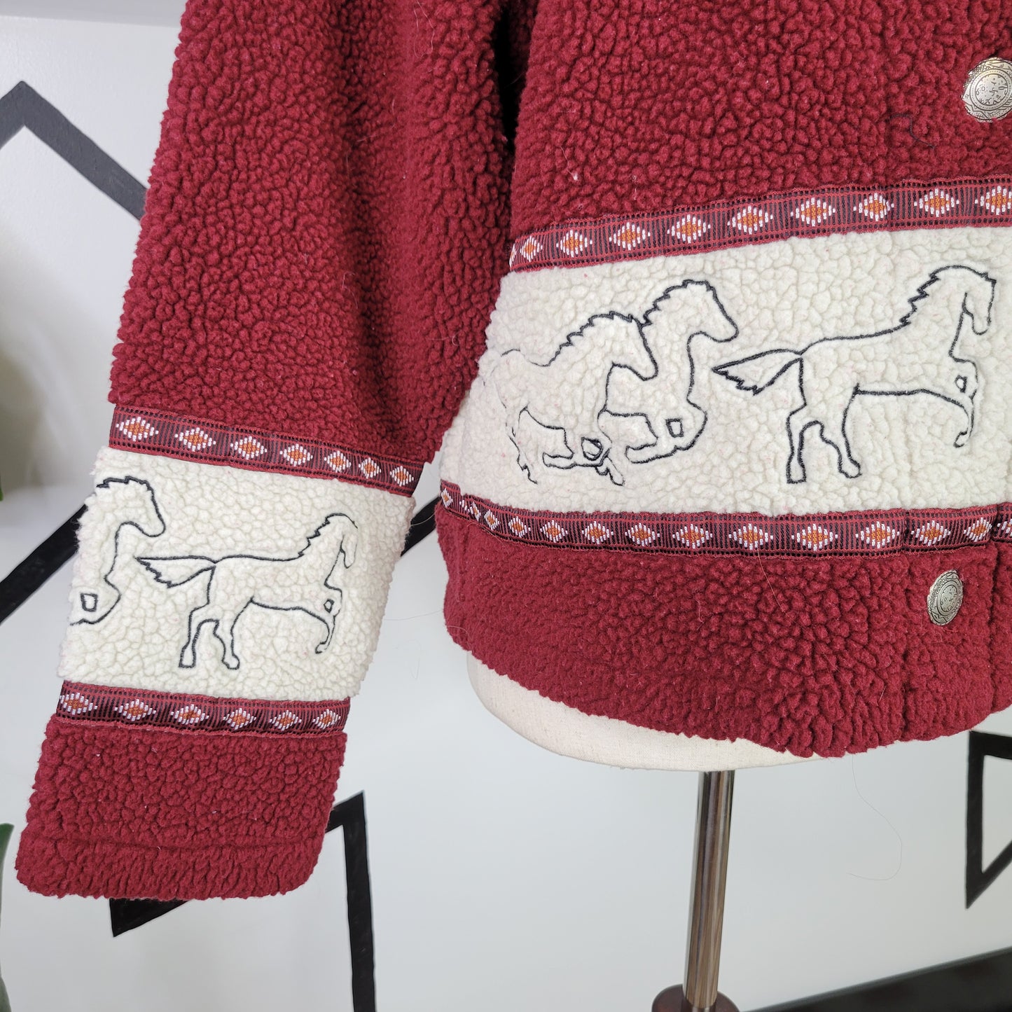 C&B Vintage Sherpa Fleece Horse Jacket - Medium