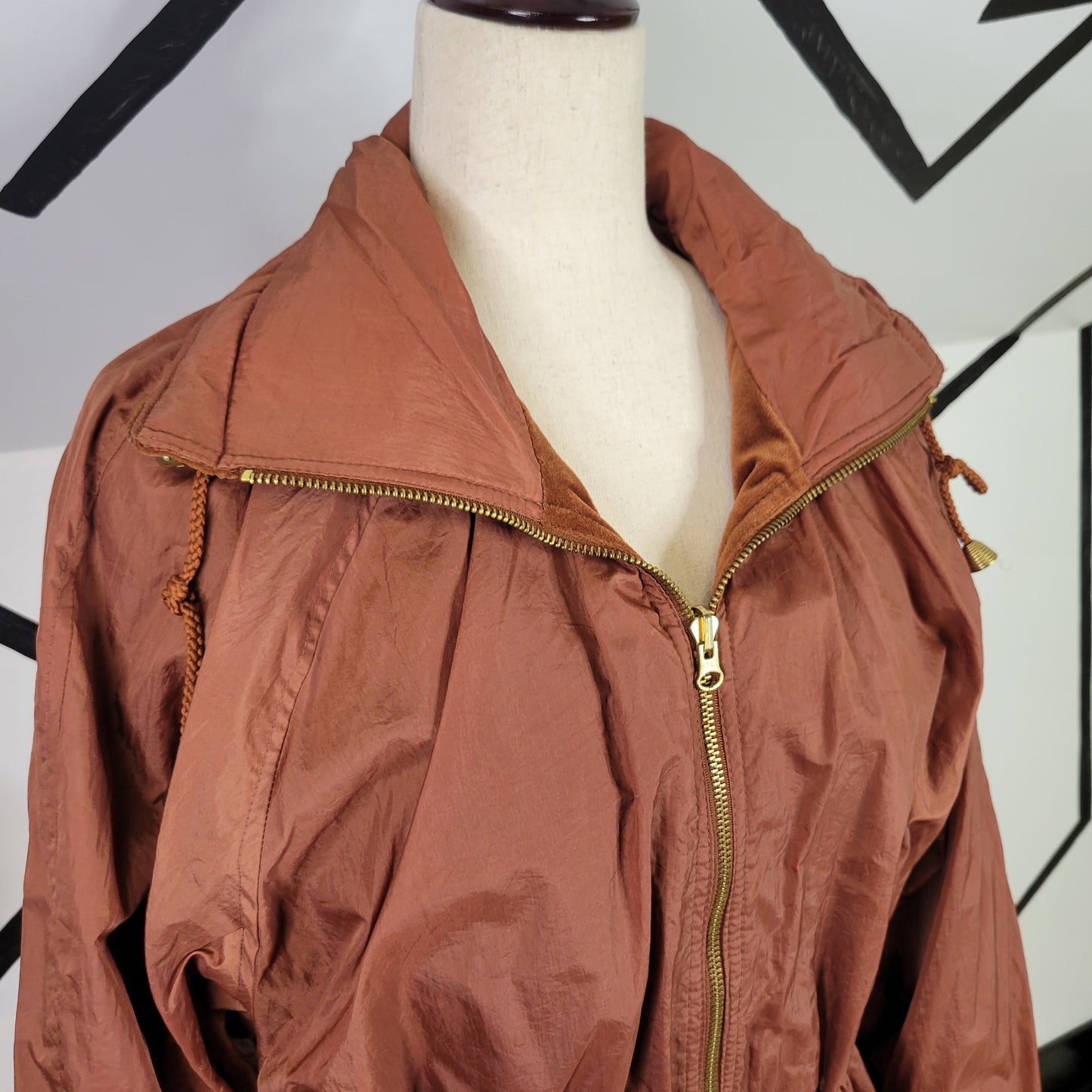 Reversible Vintage Brown Velvet Windbreaker Jacket - Large
