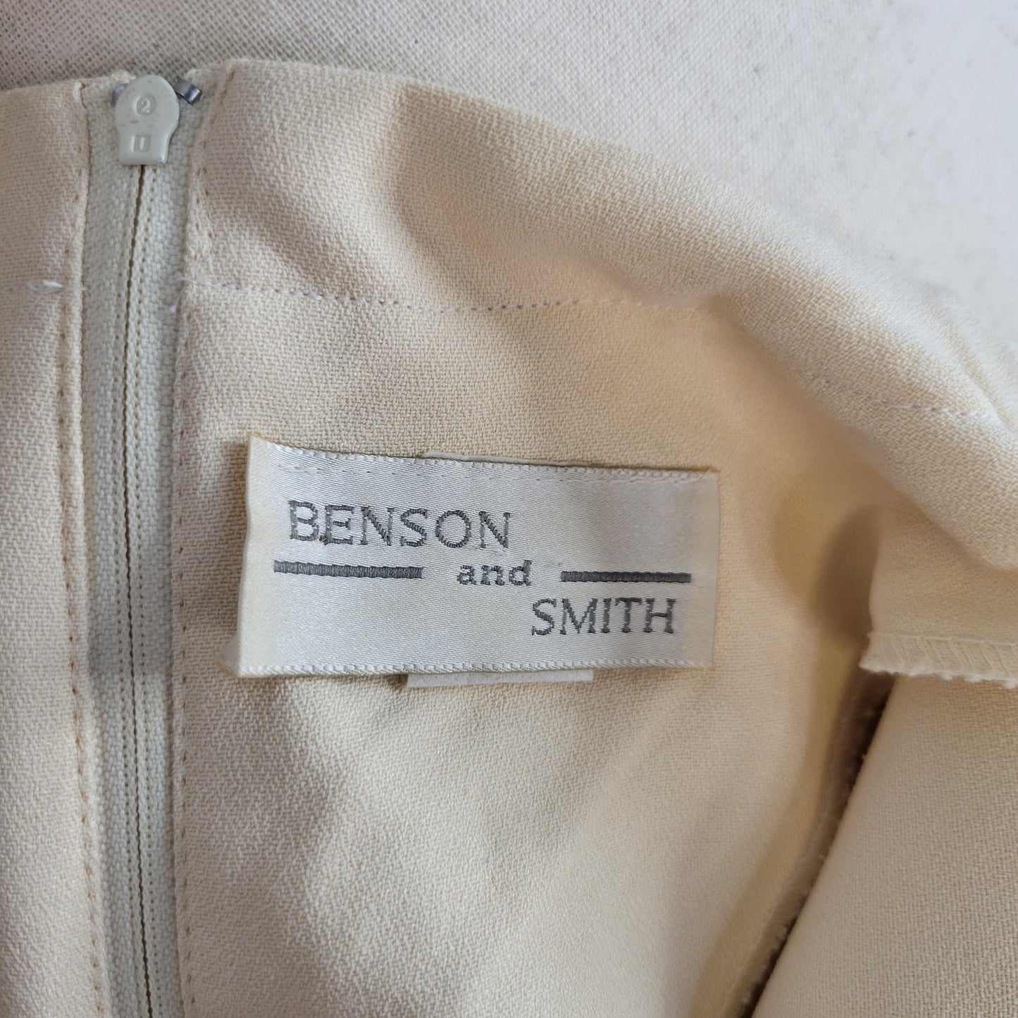 Benson and Smith Vintage Ivory Satin Jacquard Top Dress with Lace Up Front - Small