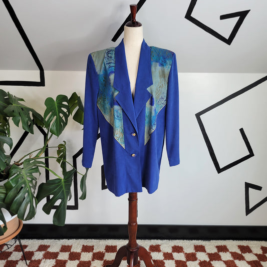 City Girl by Nancy Bolen 80s Vintage Royal Blue Western Blazer - size 10