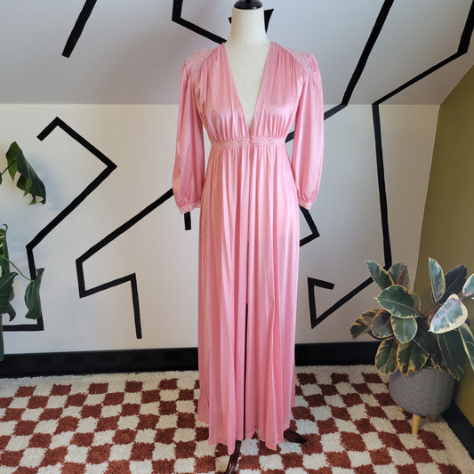 Kayser 60's Vintage Pink Long Sleeve Duster Dress - small