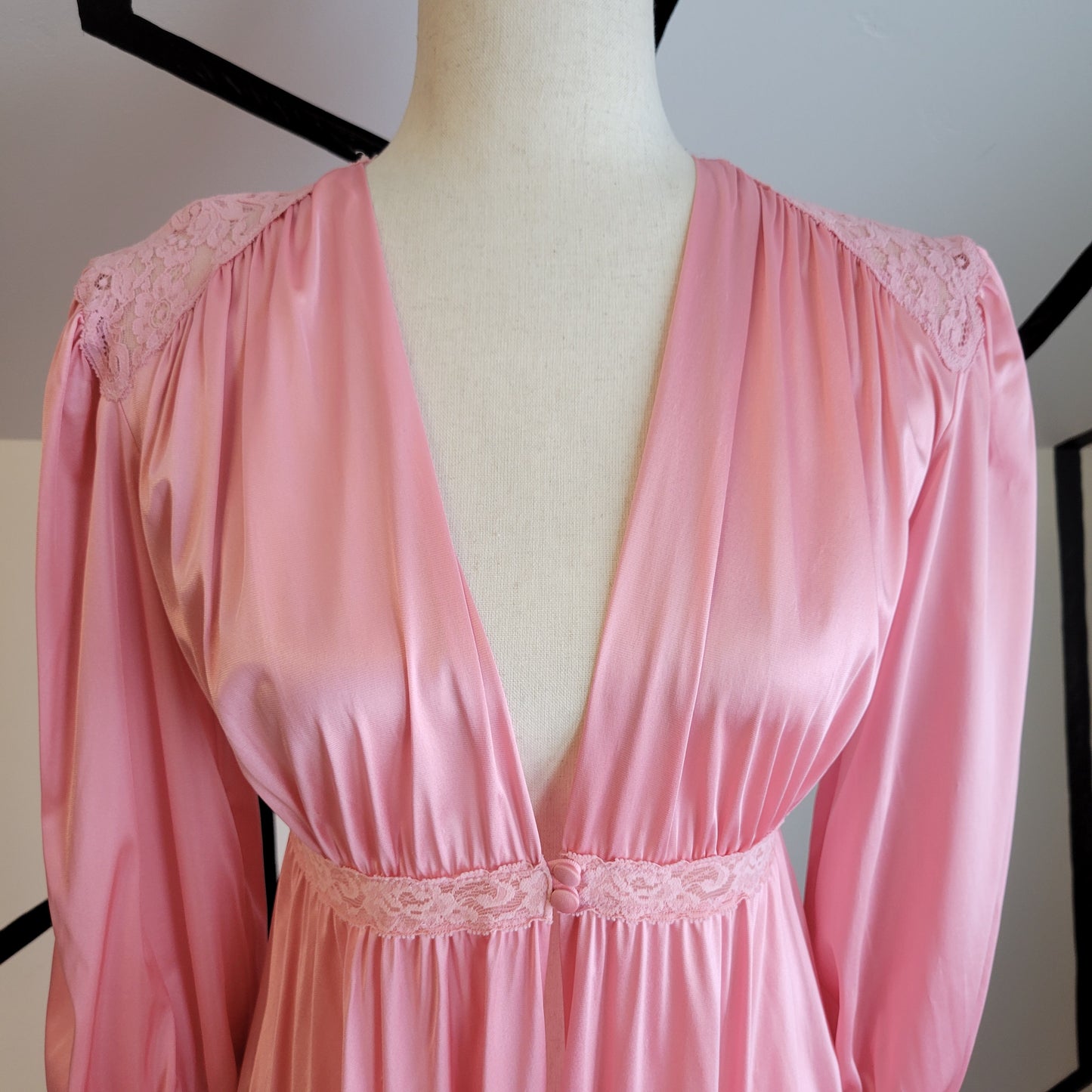 Kayser 60's Vintage Pink Long Sleeve Duster Dress - small