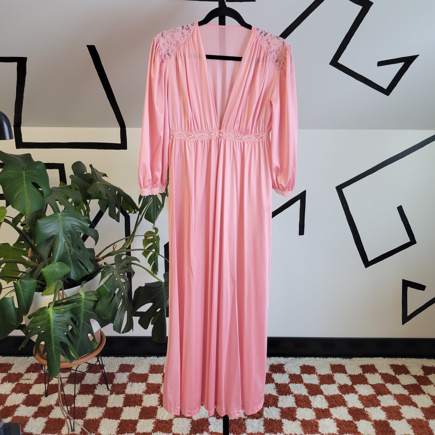 Kayser 60's Vintage Pink Long Sleeve Duster Dress - small