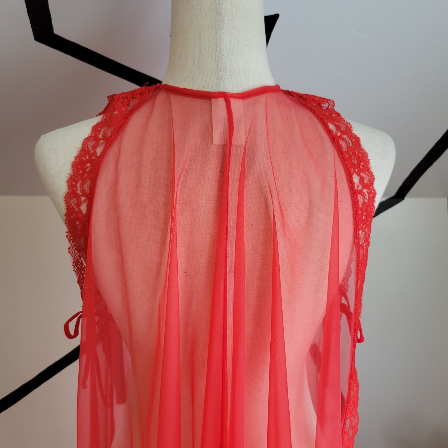 Frederick's of Hollywood Sheer Nylon Red Open Side Dress - OS