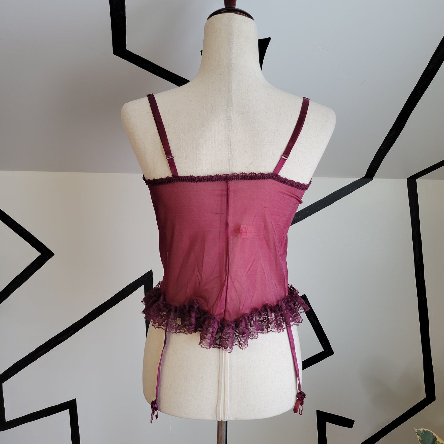 Faris Vintage 80s Corseted Bustier with Garter Straps - Large