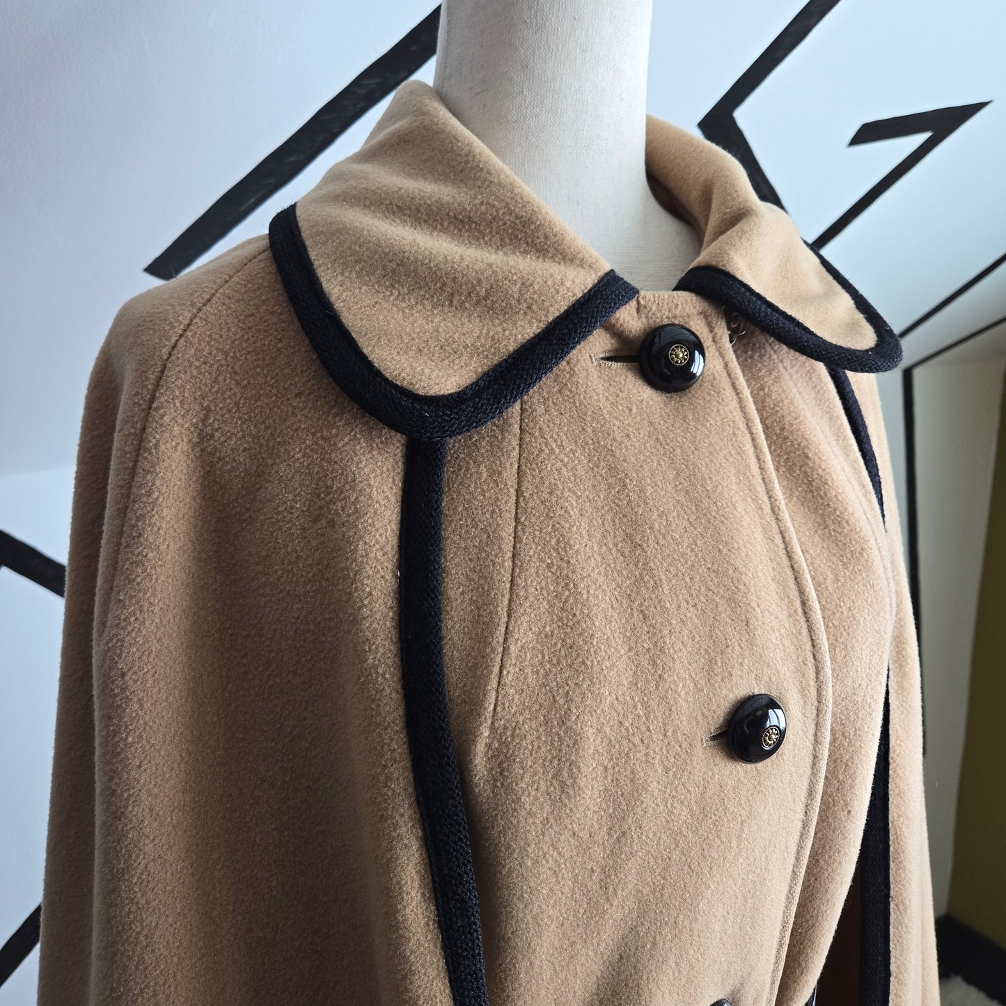 Penguin Fashions 1960s Vintage Button Down Belted Cape Jacket
