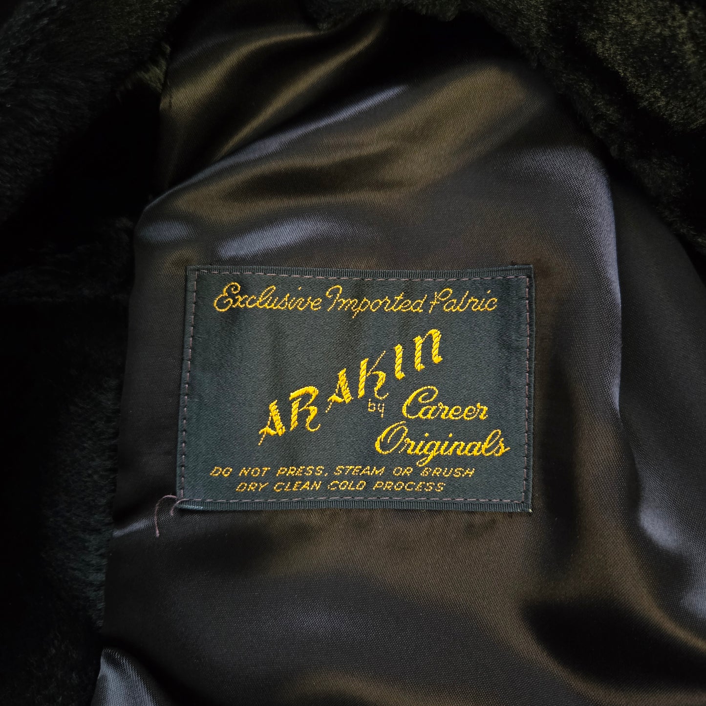Arakin by Career Originals 1960s Vintage Black Faux Seal Fur Cape