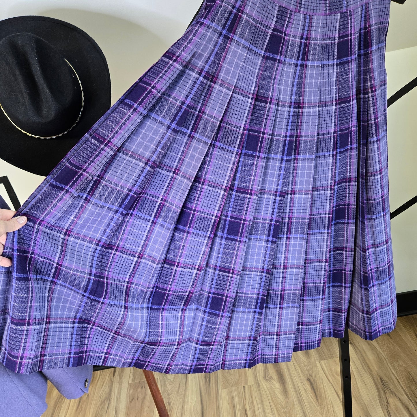 Pendleton Vintage Purple Plaid Pleated Skirt -