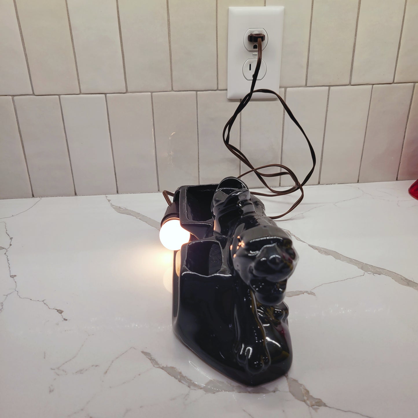 MCM Ceramic Black Panther Lamp