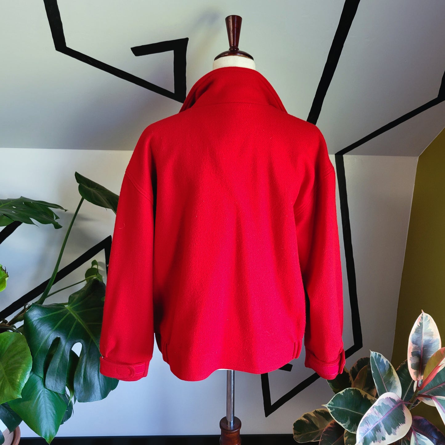 Woolrich Vintage Red Wool Bomber Jacket - medium