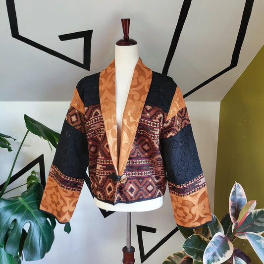 Flashback Vintage Cropped Tapestry Jacket - large