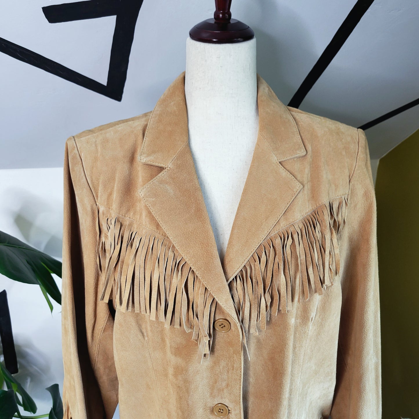 Tan D&CO Suede Leather Fringe Jacket - XL