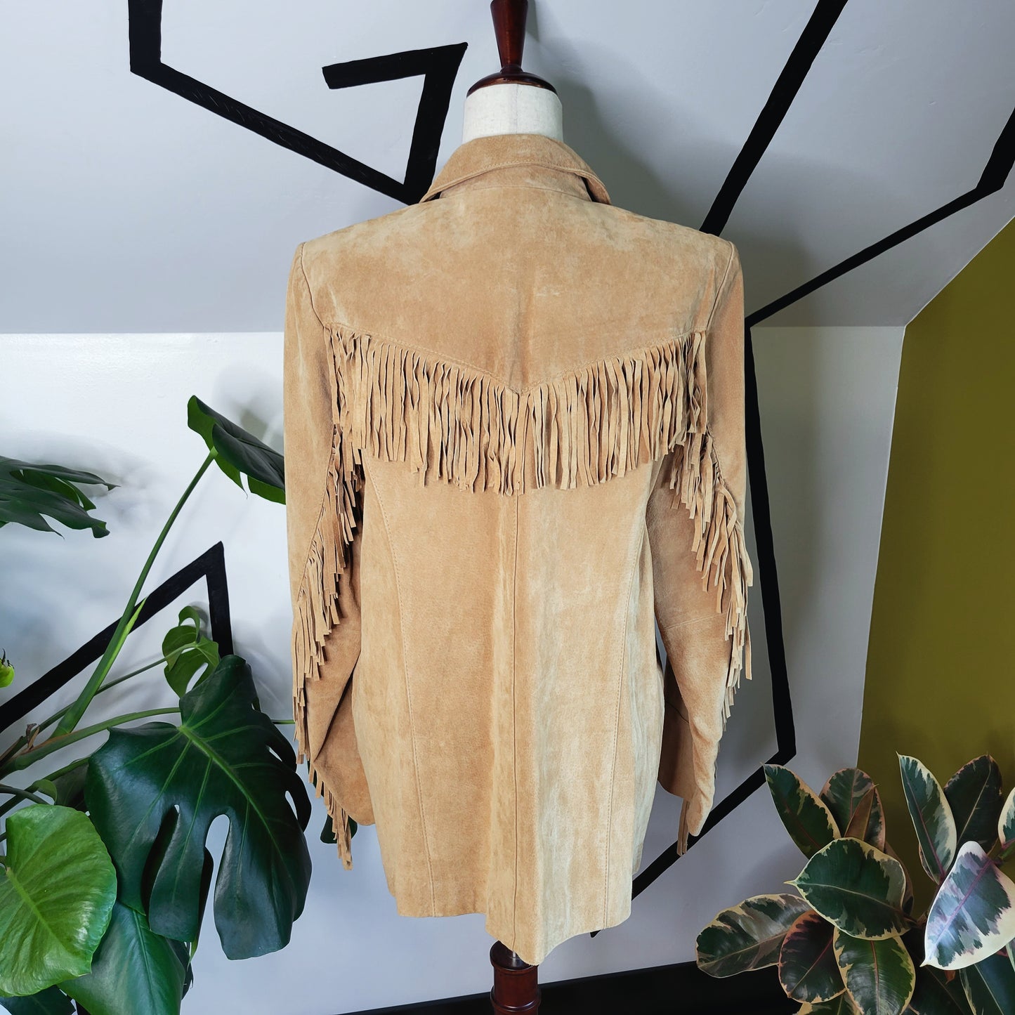 Tan D&CO Suede Leather Fringe Jacket - XL