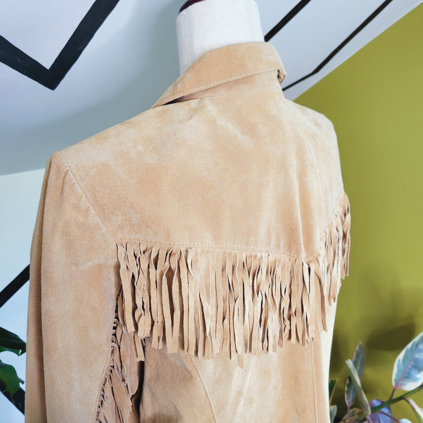 Tan D&CO Suede Leather Fringe Jacket - XL