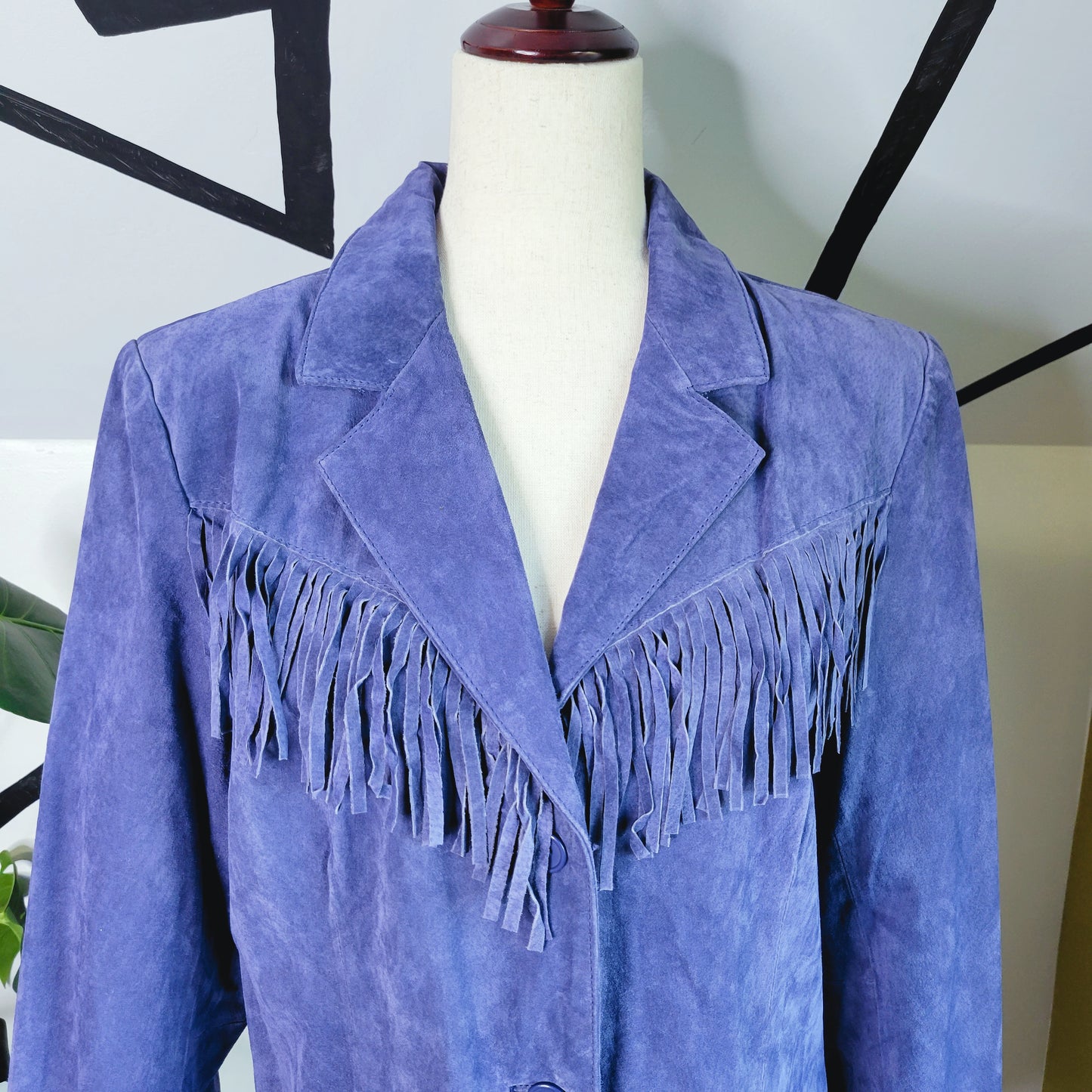 Purple D&CO Suede Leather Fringe Jacket - XL