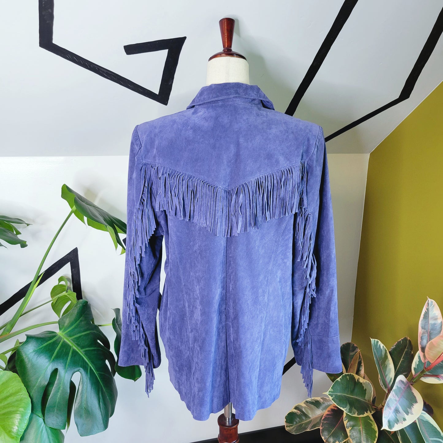 Purple D&CO Suede Leather Fringe Jacket - XL