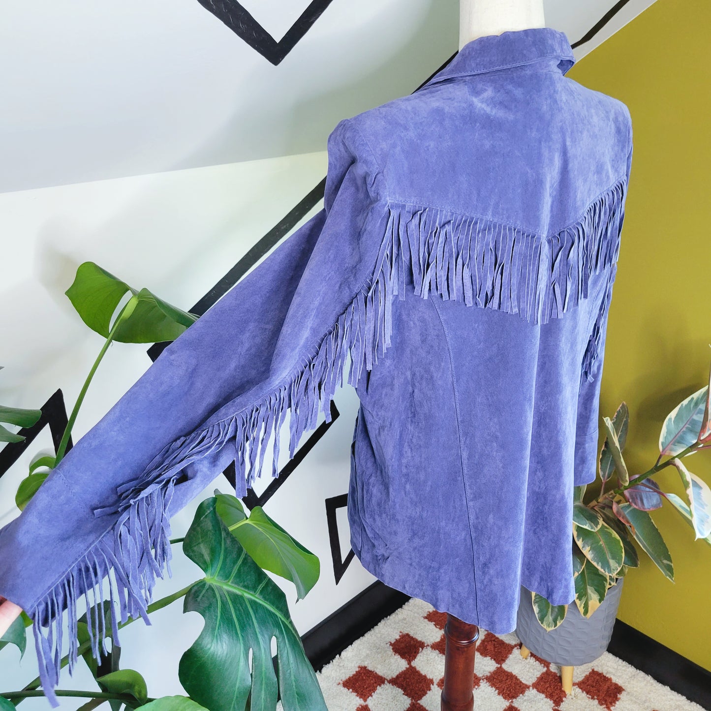 Purple D&CO Suede Leather Fringe Jacket - XL