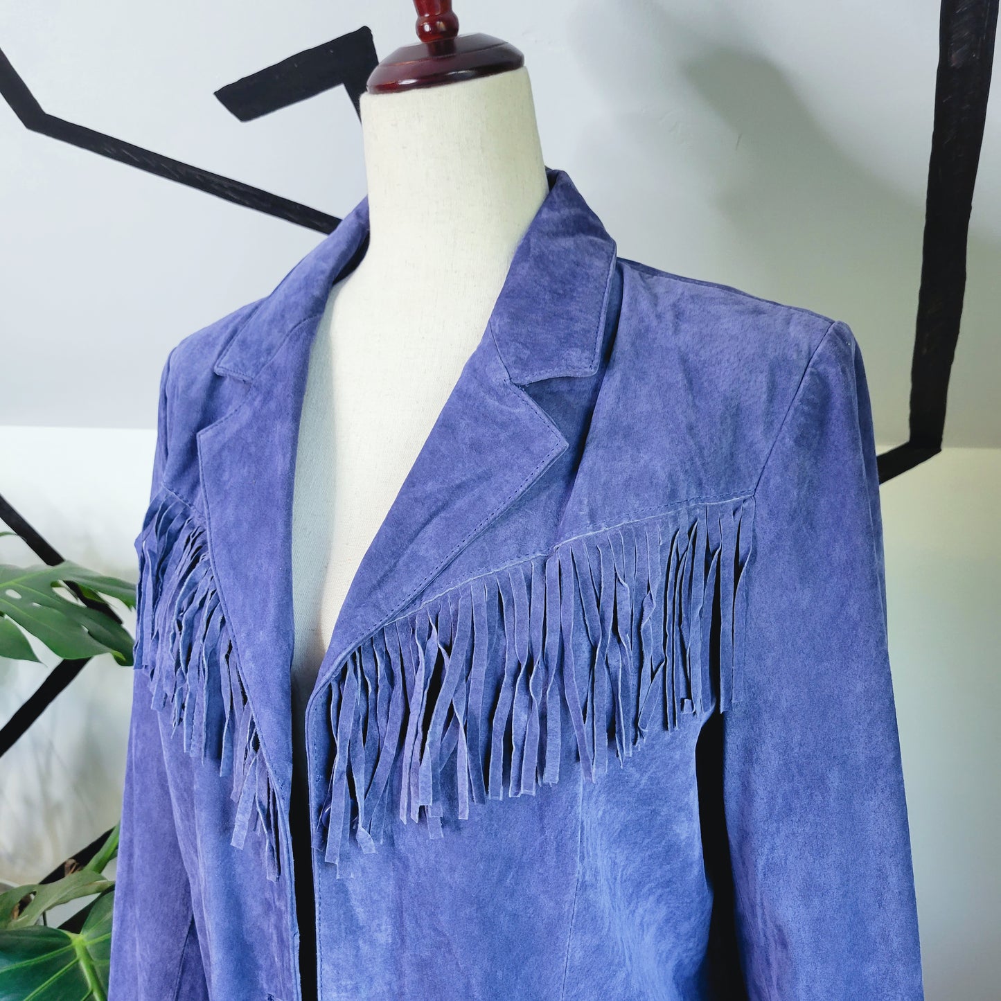 Purple D&CO Suede Leather Fringe Jacket - XL