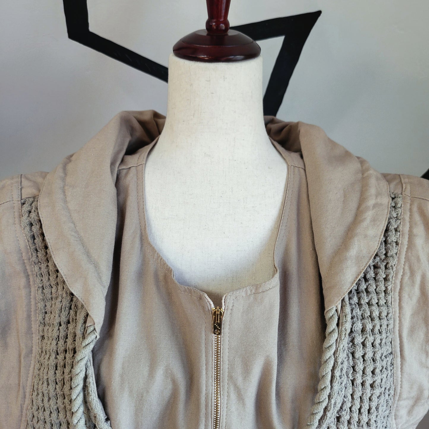 Something Sterling by Cynthia Young Vintage Canvas and Chunky Knit Vest - large