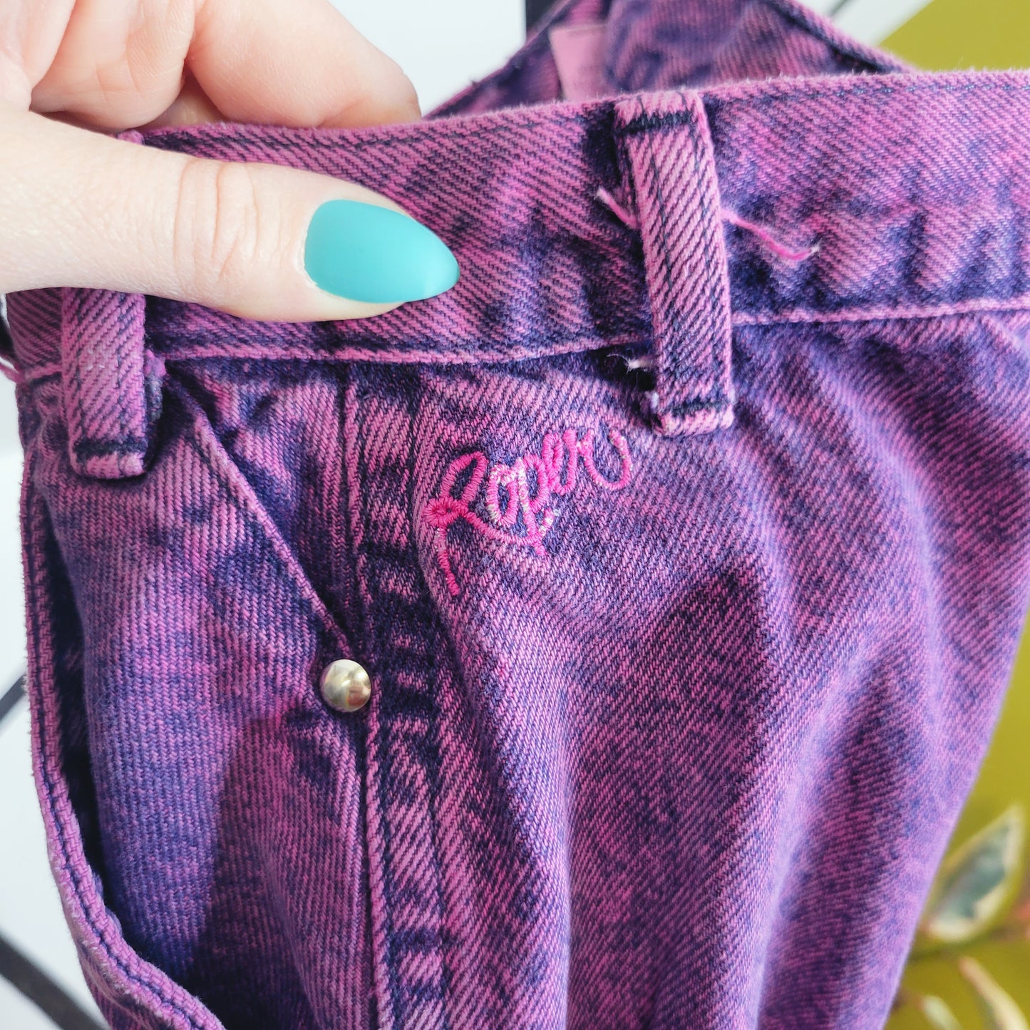 Roper Vintage 80s Pink /Purple Acid Wash Denim Jeans - size 9