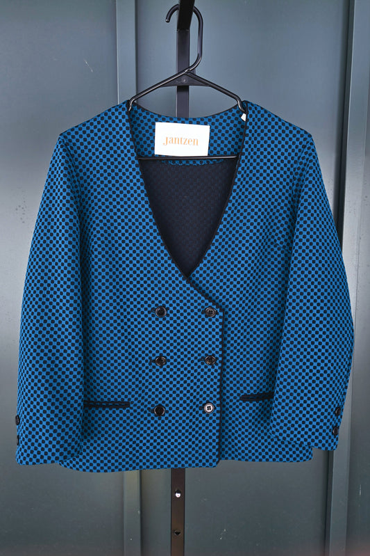 Jantzen Vintage Knit Blazer with Turquoise and Black Checks - medium