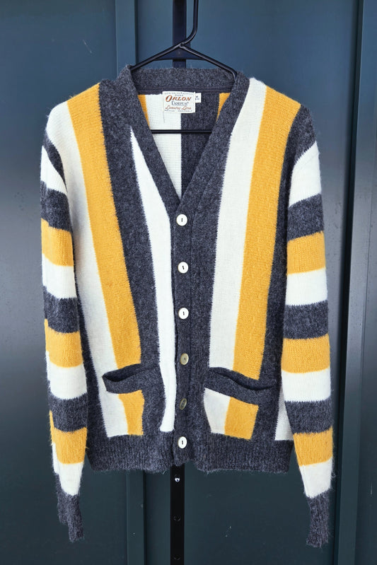 Rare 1960s Campus Luxury Line Pure Orlon Acrylic Striped Cardigan - medium