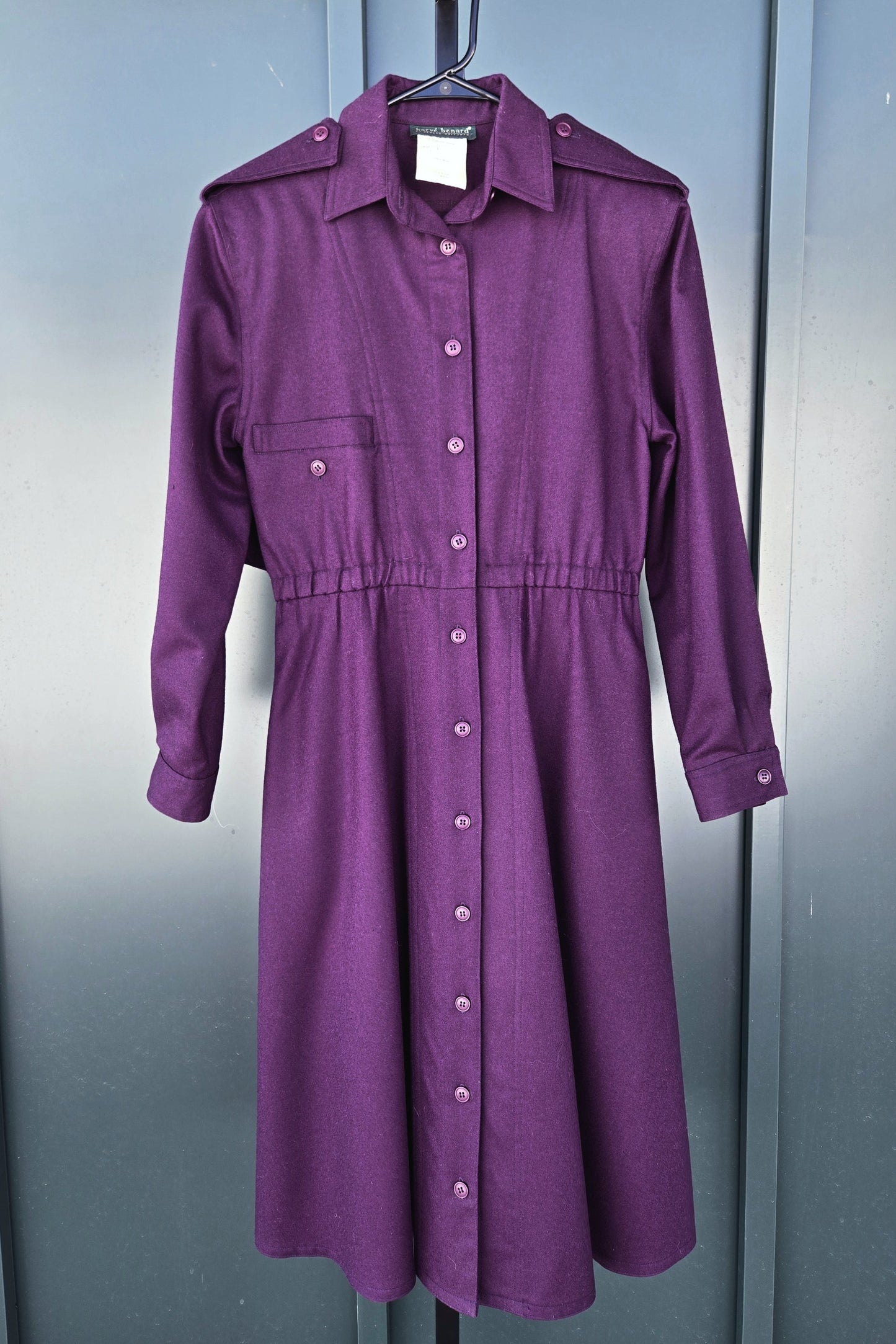 Harve Bernard Deep Purple Wool Trench Style Dress - small