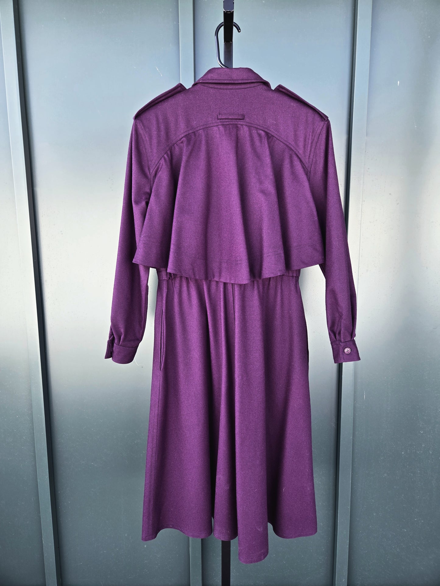 Harve Bernard Deep Purple Wool Trench Style Dress - small