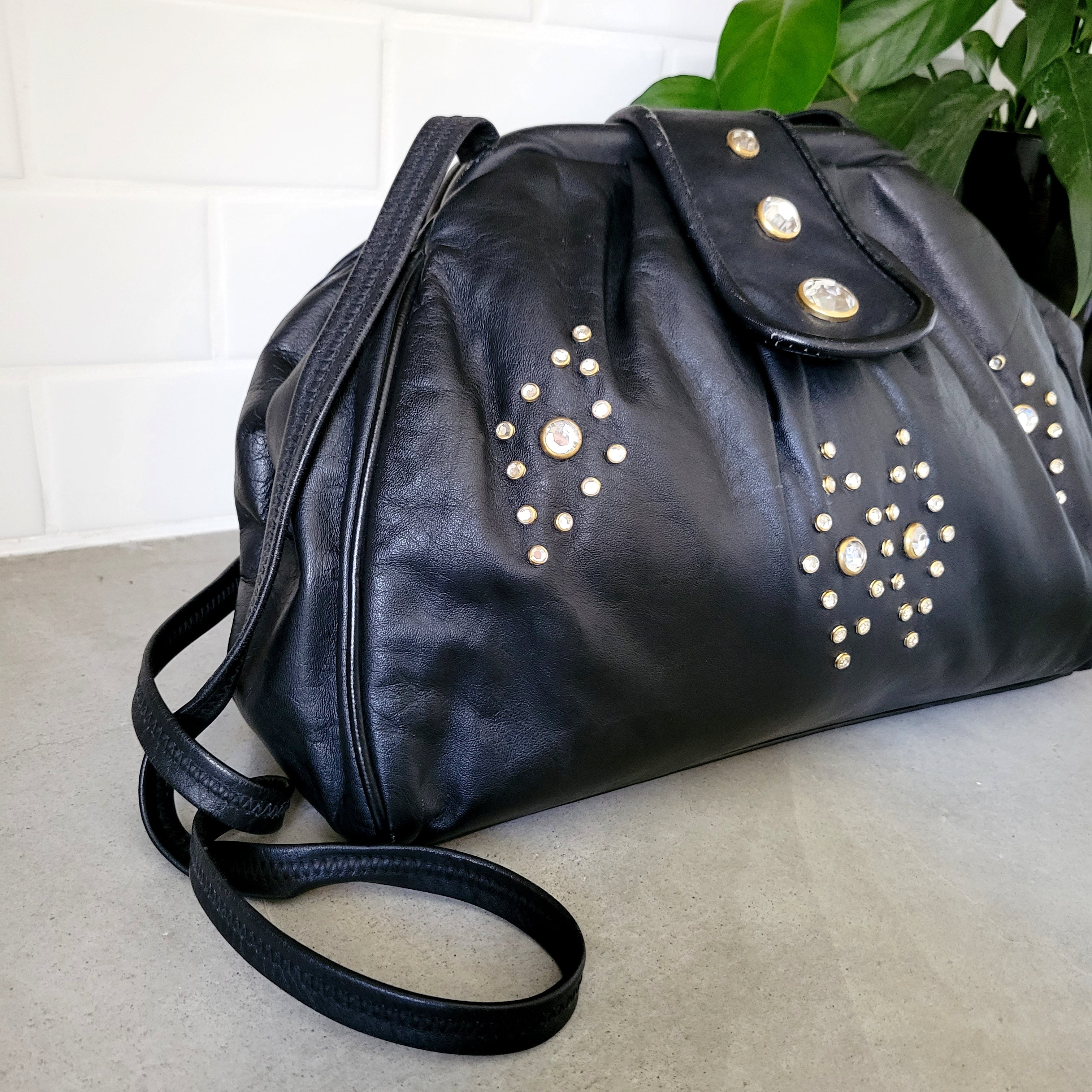 Edbury Studded Leather Shoulder Bag Black | ALLSAINTS