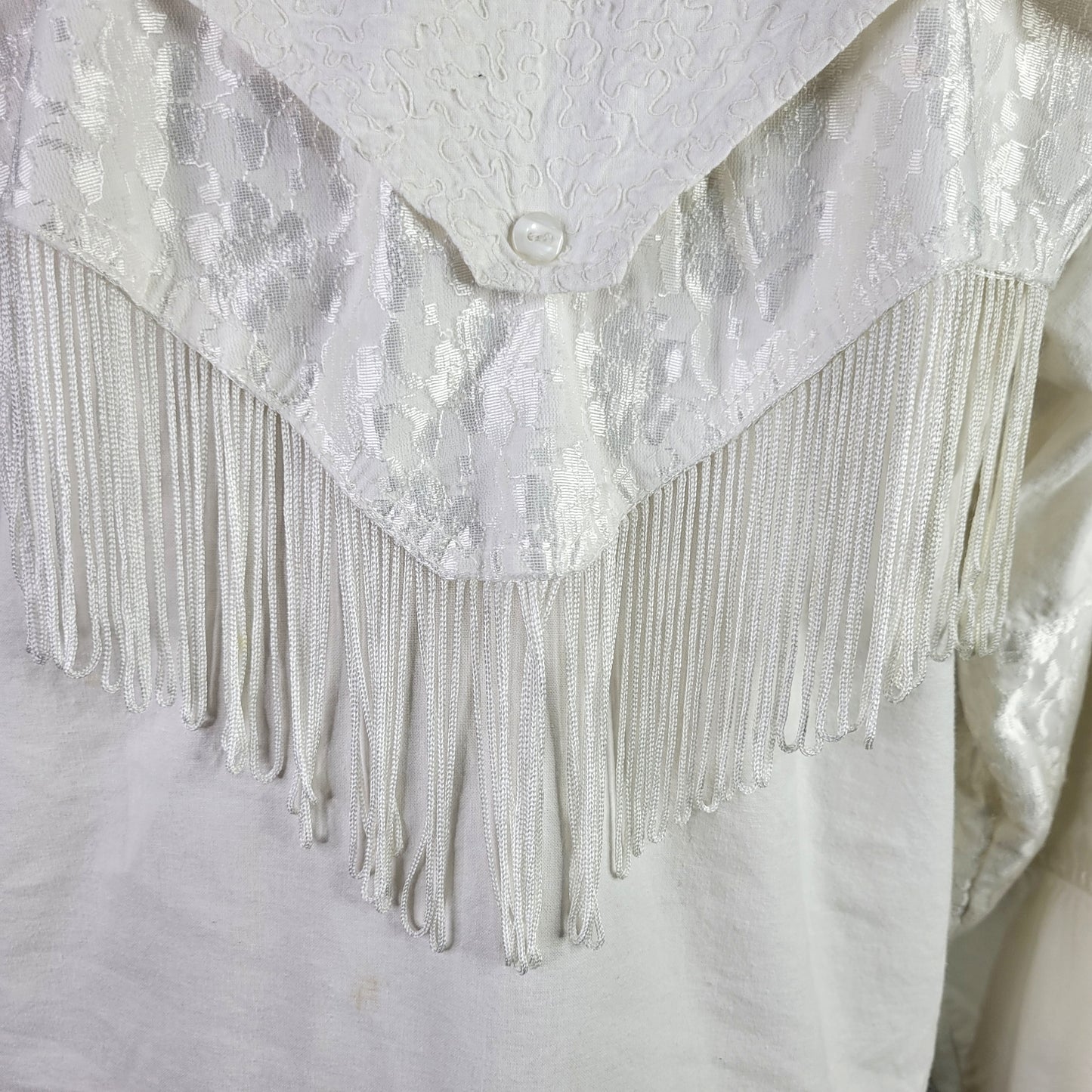 Vintage Adobe Rose Layered Lace Fringe Top- small