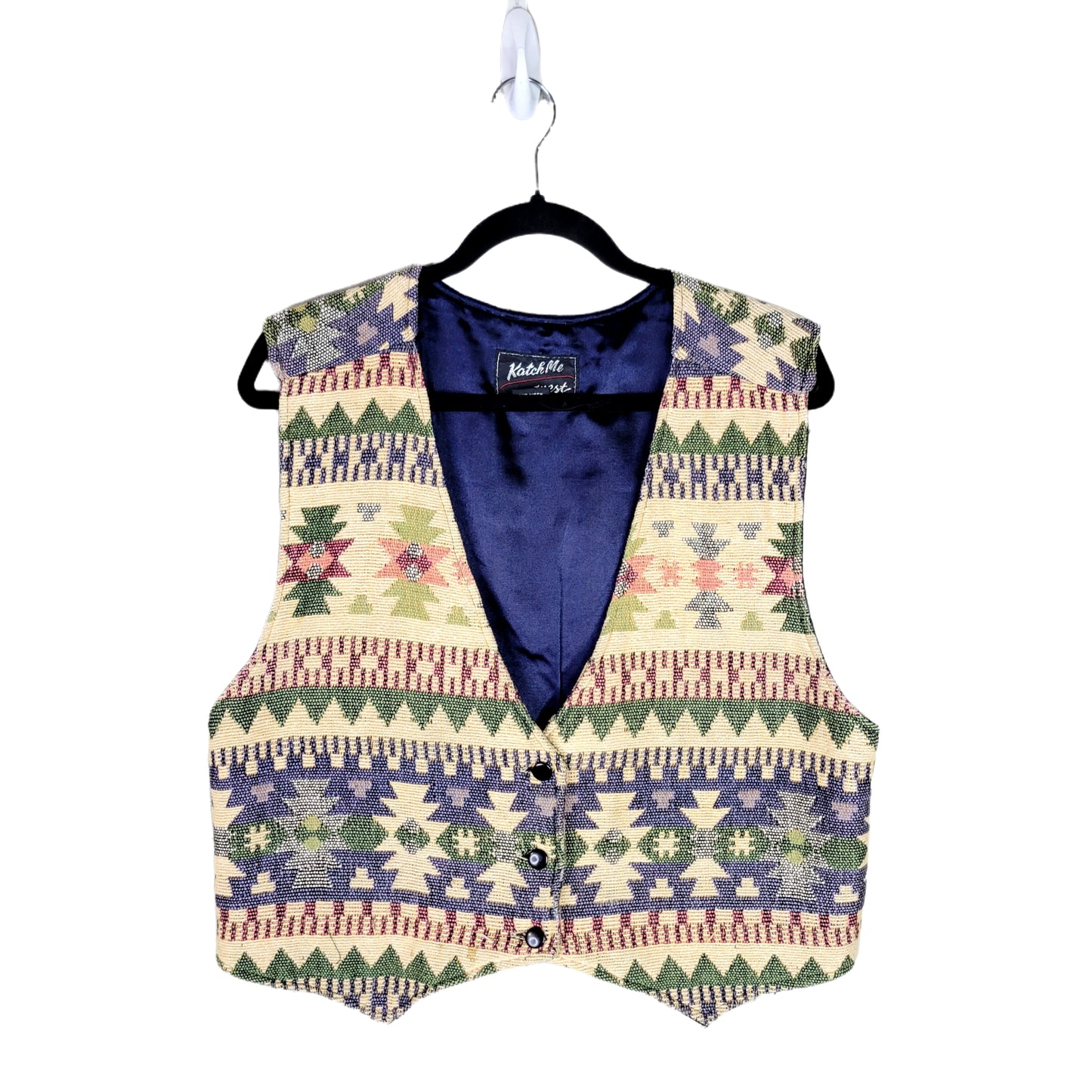 Katch Me West Vintage Tapestry Southwest Design Vest - large