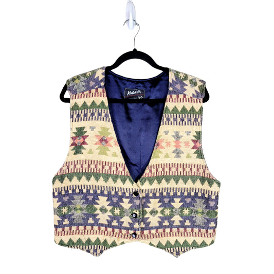 Katch Me West Vintage Tapestry Southwest Design Vest - large