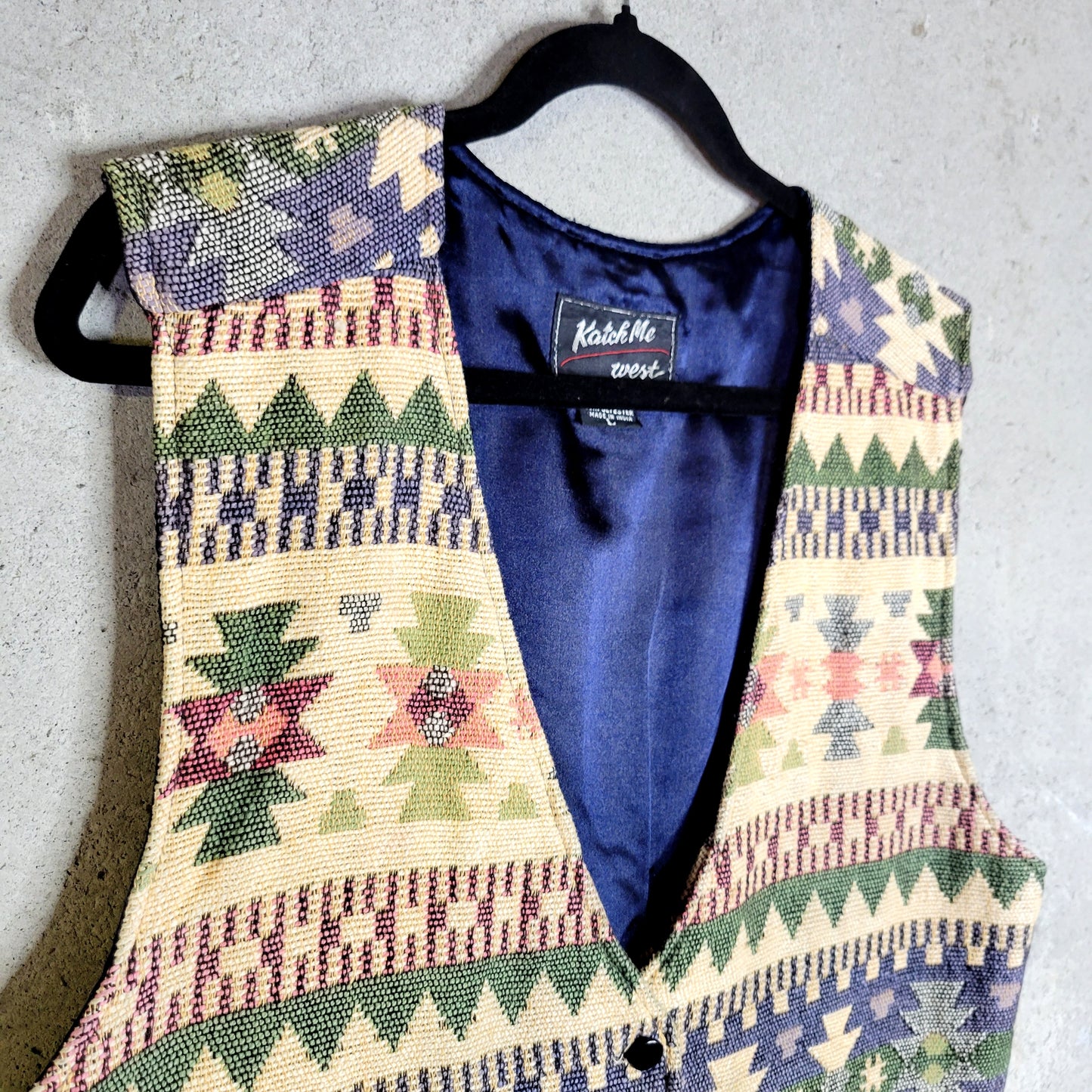 Katch Me West Vintage Tapestry Southwest Design Vest - large