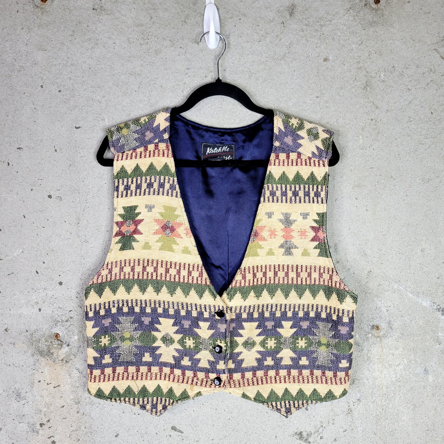 Katch Me West Vintage Tapestry Southwest Design Vest - large