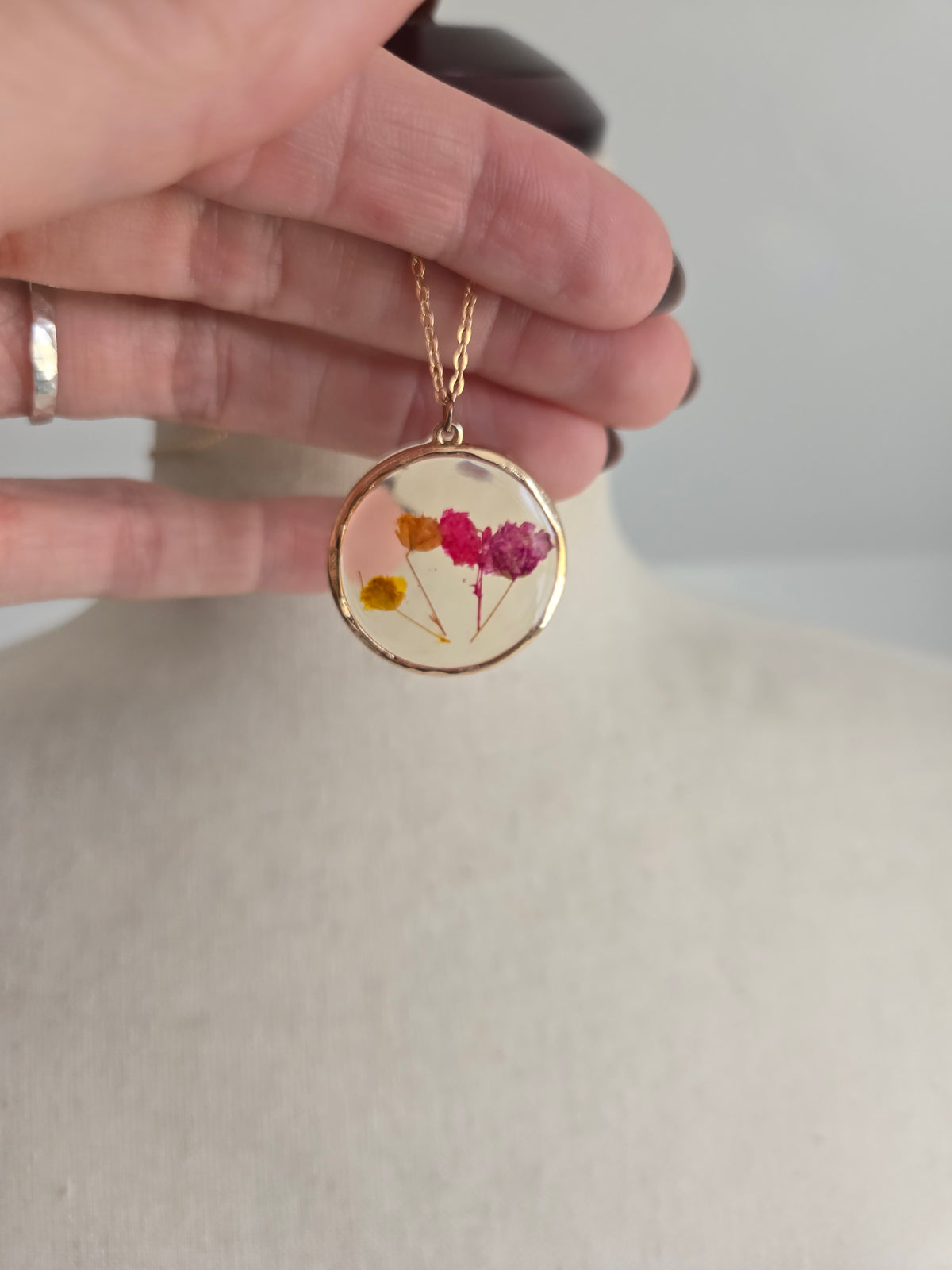 Pressed Flowers Pendant Necklace